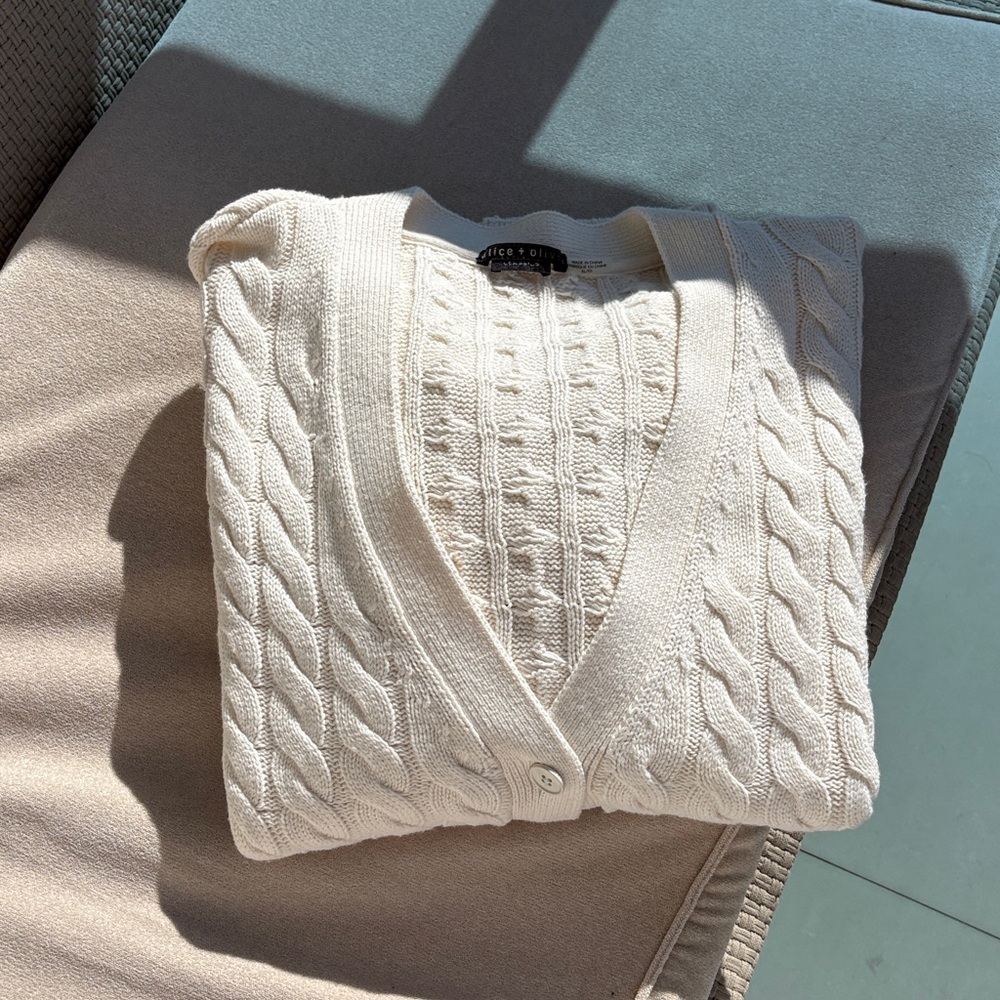 Alice + Olivia Cream Cable Knit Cardigan - Picture 10 of 10